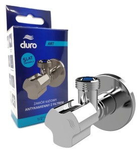 DURO ART Zawór kątowy 1/2x3/4 z filtrem antykamienny