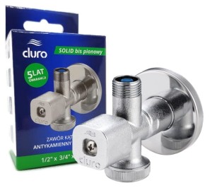 DURO SOLID BIS Zawór kątowy PIONOWY 1/2x3/4x3/8 z filtrem antykamienny